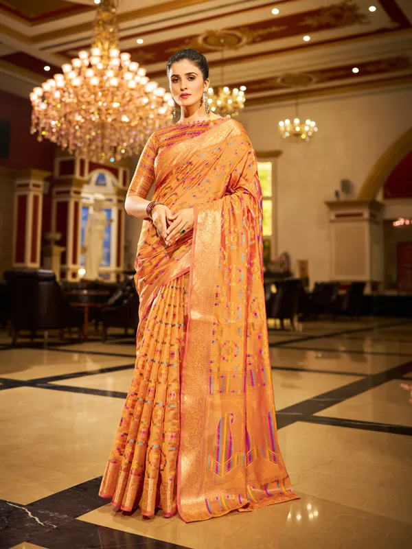 Yellow_Organza_Saree_For_Women_&_Girls