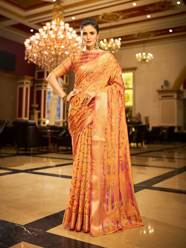 Yellow_Organza_Saree_For_Women_&_Girls