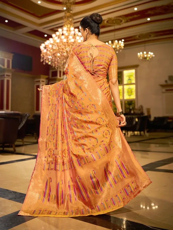 Yellow_Organza_Saree_For_Women_&_Girls