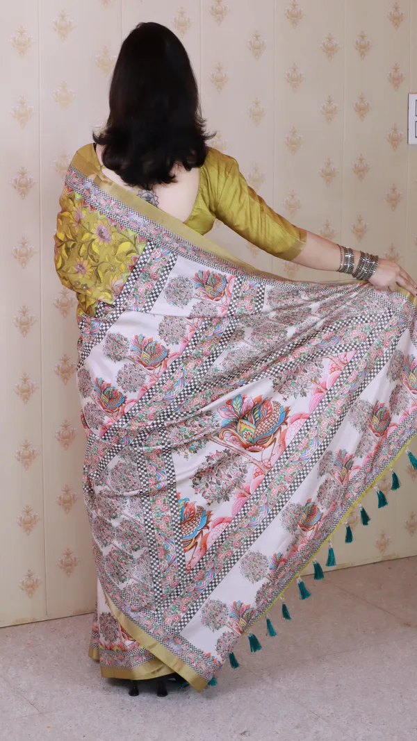 Yellow_Tussar_Silk_With_Zari_Woven_Saree_With_Blouse_Piece_For_Women_&_Girl