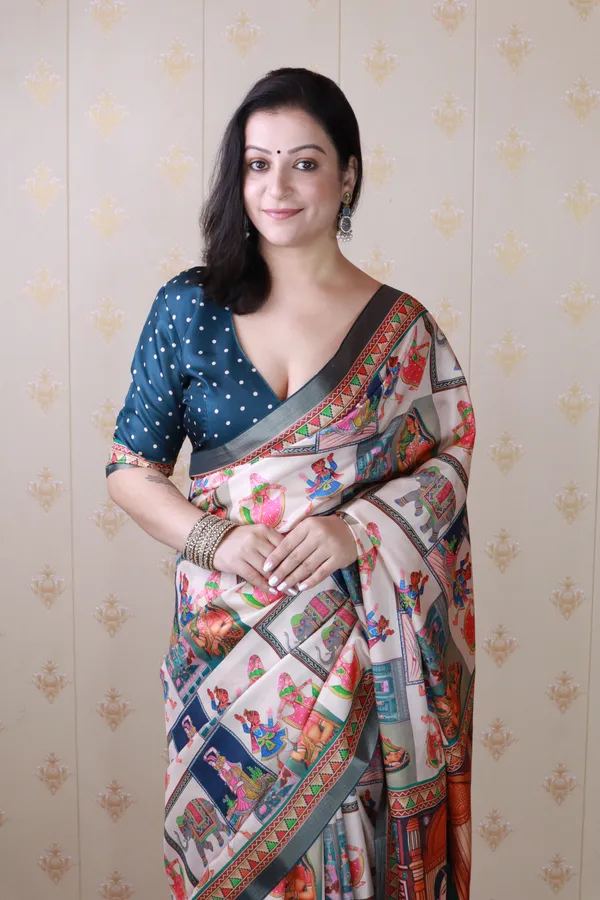 Navy_Katki_Silk_With_Floral_Prints_Saree_With_Blouse_Piece_For_Women_&_Girl