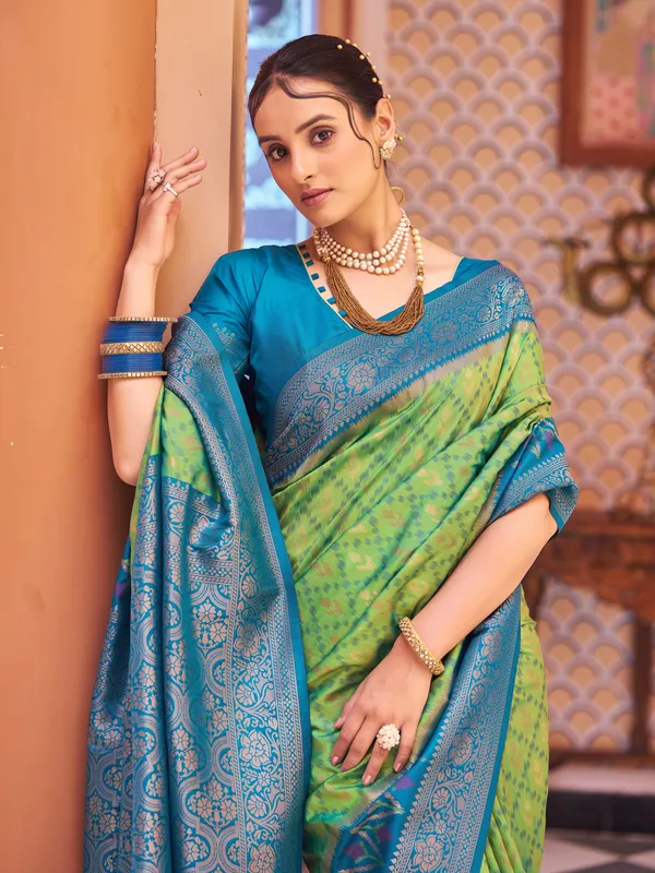 Green_Blue_Soft_Silk_For_Women_&_Girls