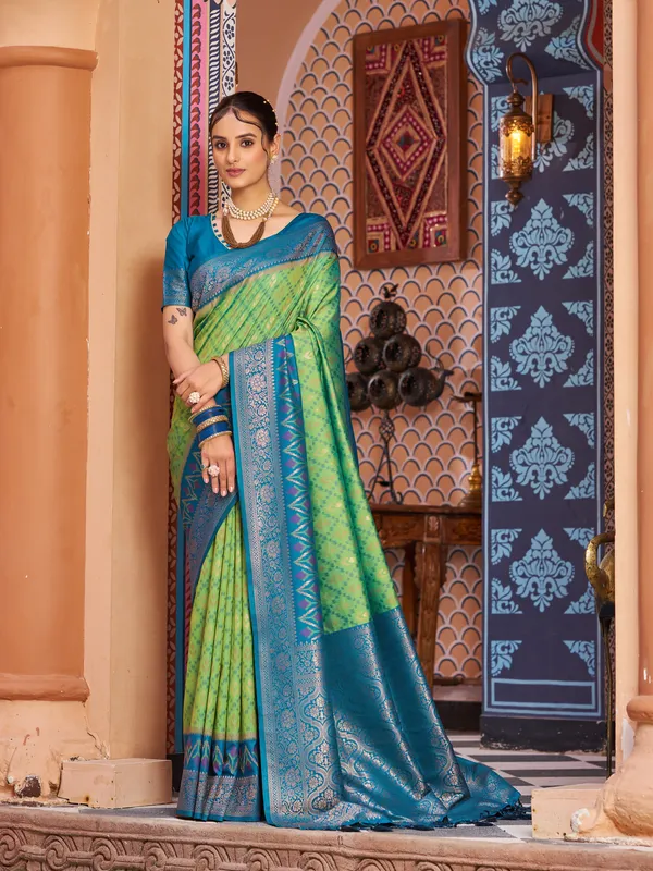 Green_Blue_Soft_Silk_For_Women_&_Girls