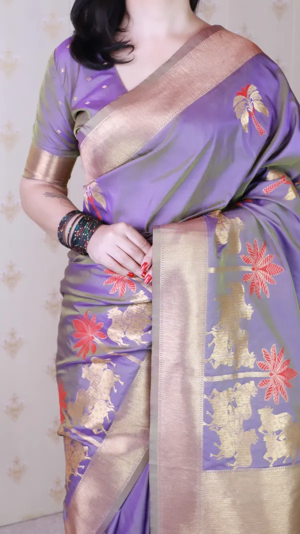 Lavender_Soft_Silk_With_Flower_Meenakari_Motifs_Saree_With_Blouse_Piece_For_Women_&_Girl