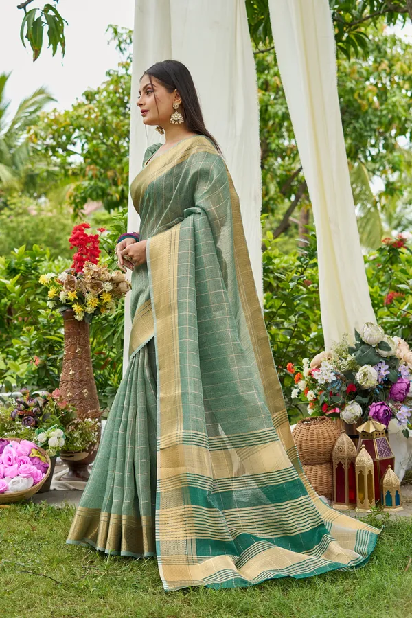 Firozi_Tissue_Mosques_Saree_For_Women_&_Girls