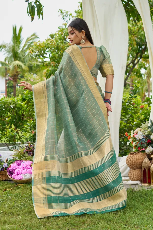 Firozi_Tissue_Mosques_Saree_For_Women_&_Girls
