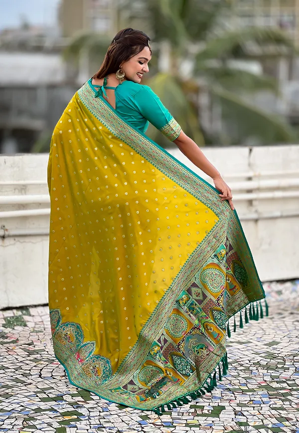 Mehandi_Pashmina_Darbari_Saree_With_Gold_Zari_Weaved_Saree_With_Blouse_Piece_For_Women_&_Girl