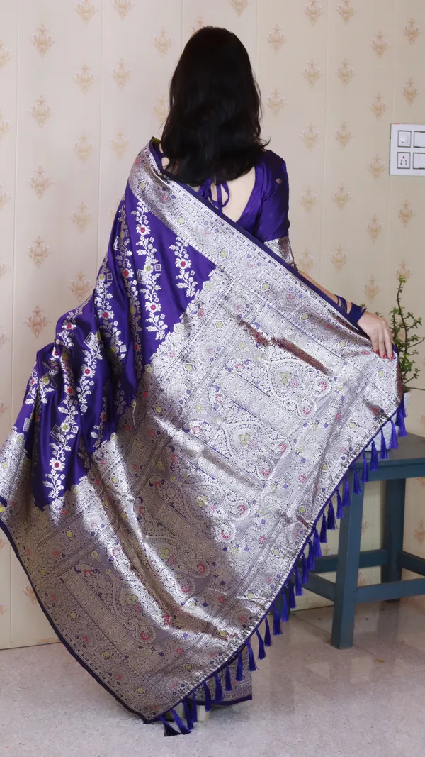 Violet_Premium_Banarasi_Soft_Silk_With_Silver_Zari_Meenakari_Jaal_Weaved_Saree_With_Blouse_Piece_For_Women_&_Girl