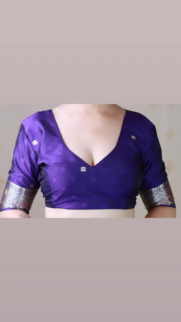 Violet_Premium_Banarasi_Soft_Silk_With_Silver_Zari_Meenakari_Jaal_Weaved_Saree_With_Blouse_Piece_For_Women_&_Girl