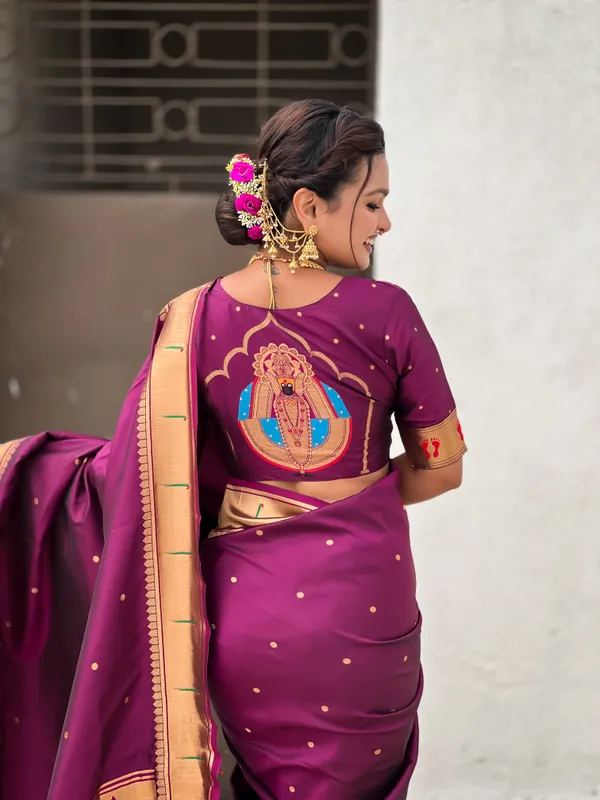 Maroon_Soft_Silk_With_Floral_Motifs_Weaved_Saree_With_Blouse_Piece_For_Women_&_Girl