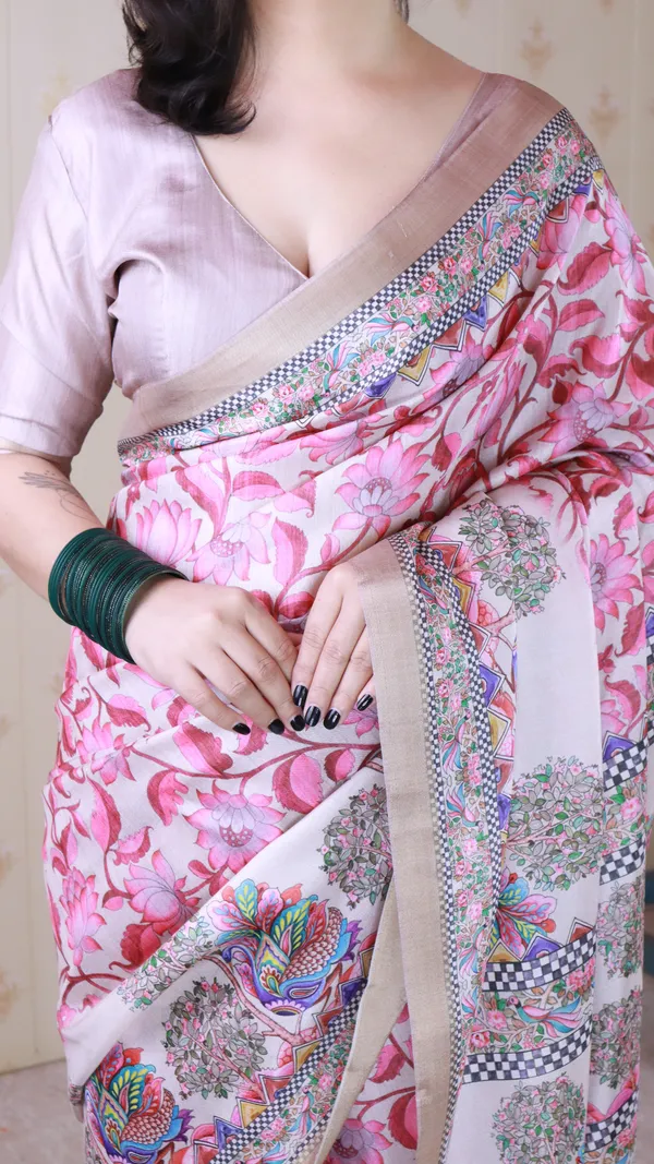 Multicolor_Tussar_Silk_With_Zari_Woven_Saree_With_Blouse_Piece_For_Women_&_Girl