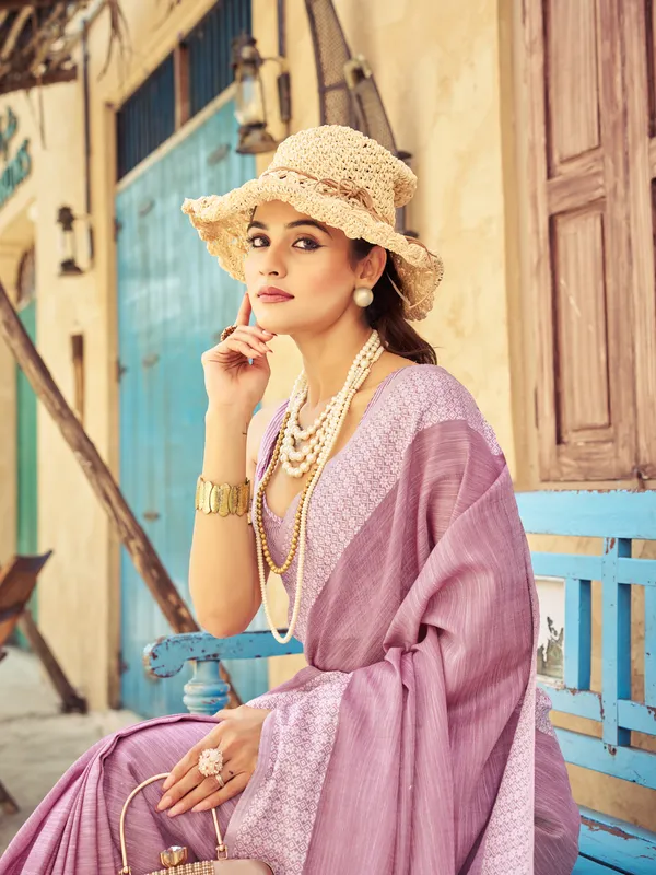 Lavender_Linen_Saree_For_Women_&_Girls