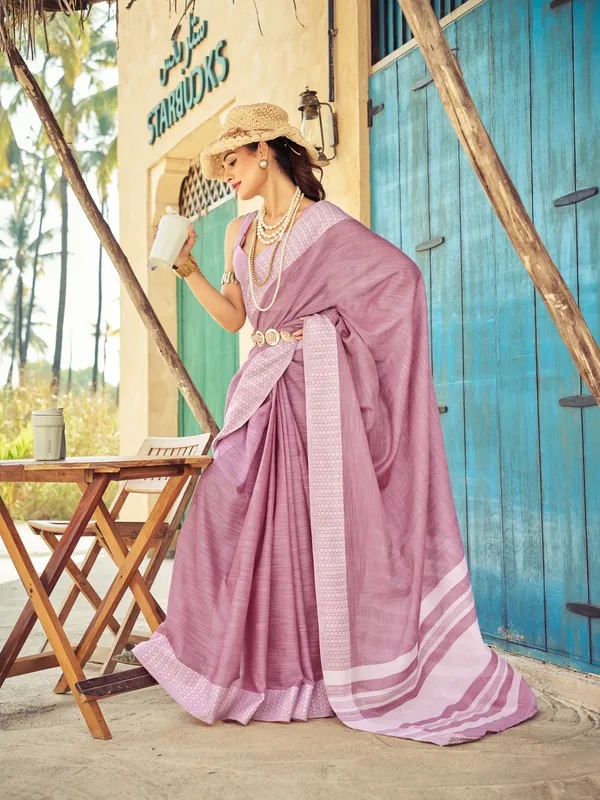 Lavender_Linen_Saree_For_Women_&_Girls