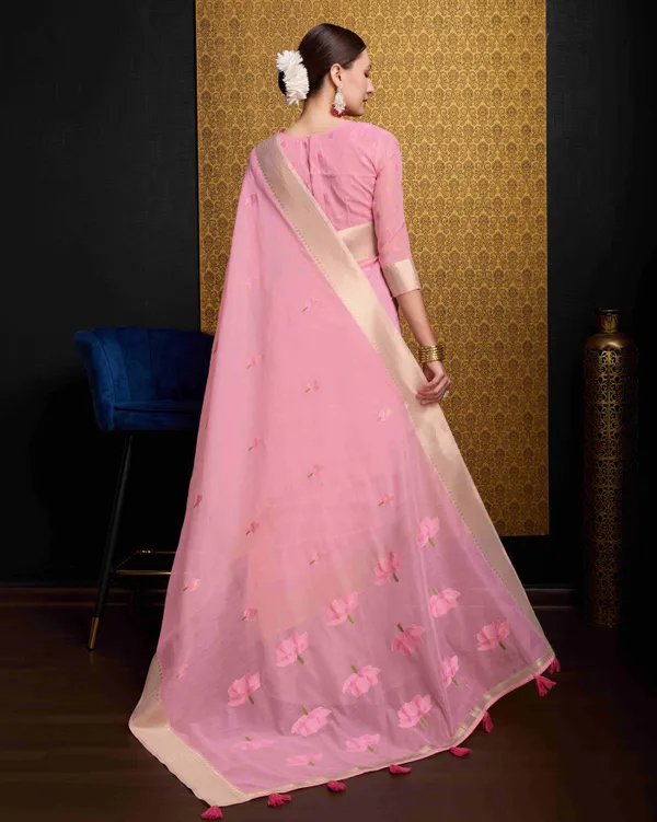 Baby_Pink_Linen_Saree_For_Women_&_Girls