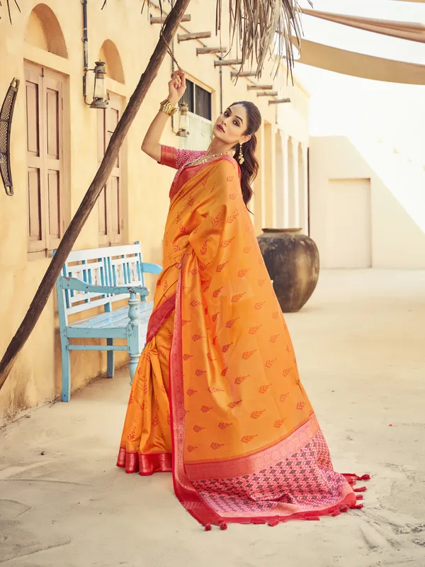 Orange_Raw_Silk_For_Women_&_Girls