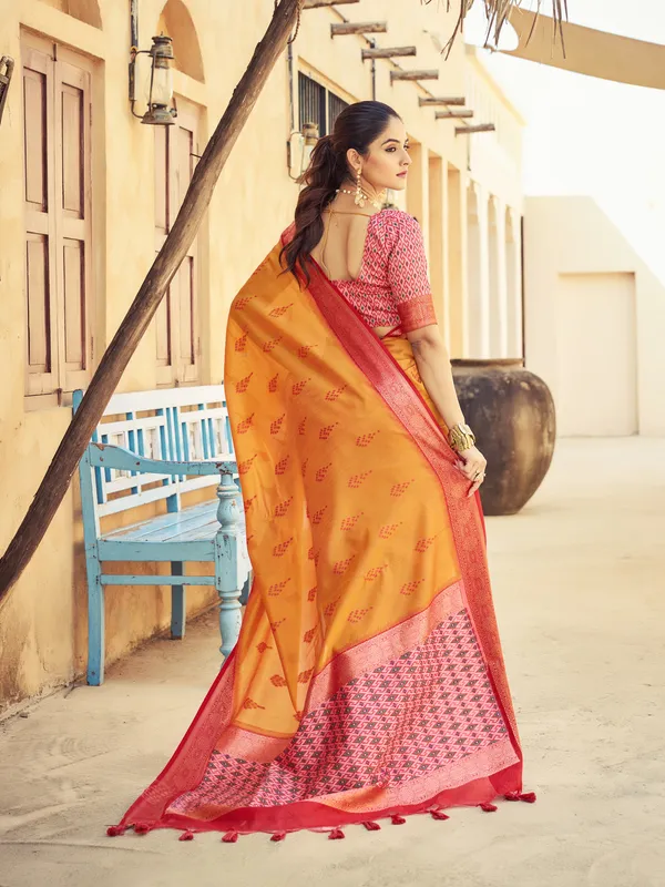 Orange_Raw_Silk_For_Women_&_Girls