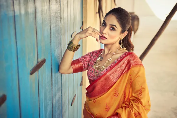 Orange_Raw_Silk_For_Women_&_Girls