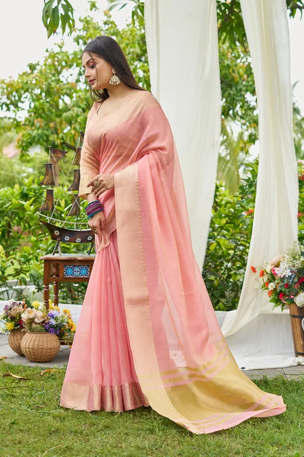 Pink_Linen_Saree_For_Women_&_Girls