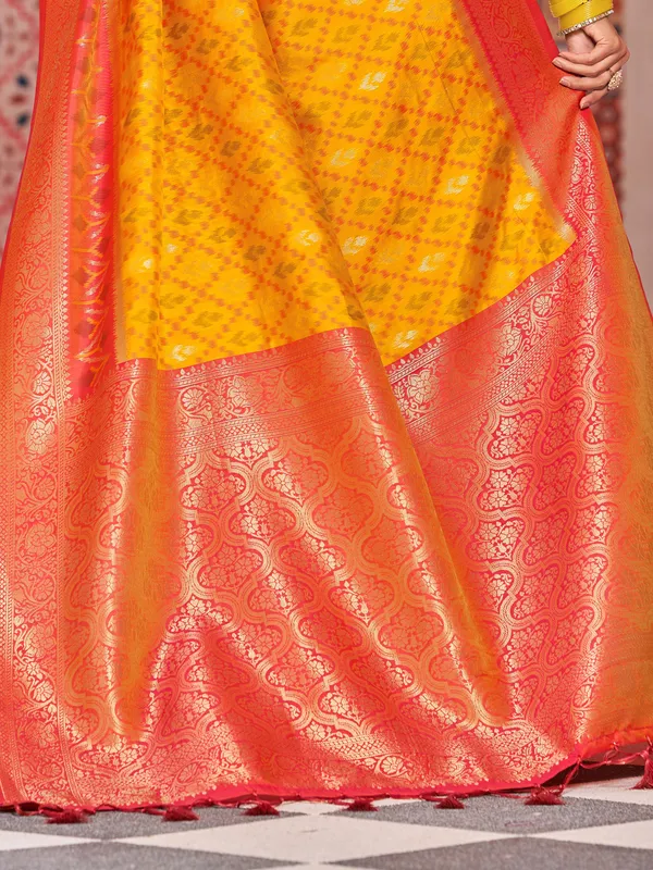 Yellow_Red_Soft_Silk_For_Women_&_Girls