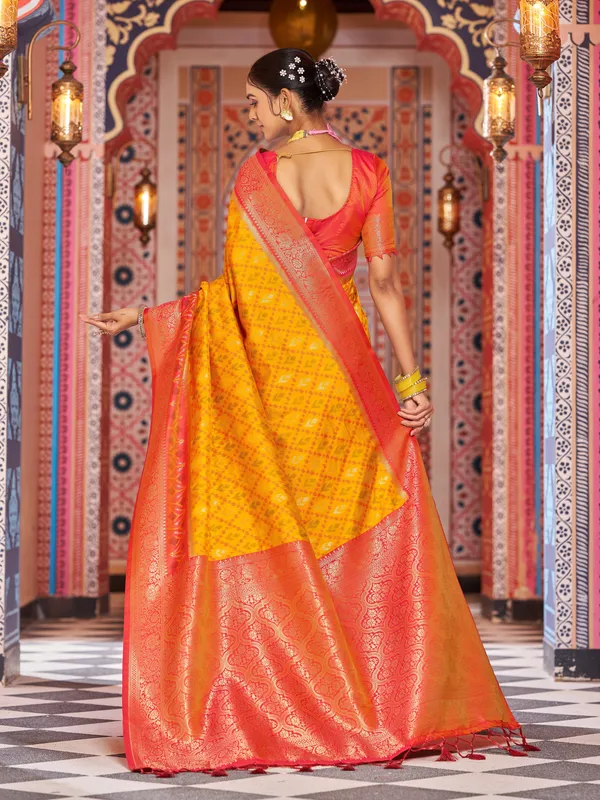 Yellow_Red_Soft_Silk_For_Women_&_Girls