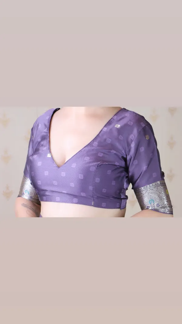 Lavender_Premium_Banarasi_Soft_Silk_With_Silver_Zari_Meenakari_Jaal_Weaved_Saree_With_Blouse_Piece_For_Women_&_Girl