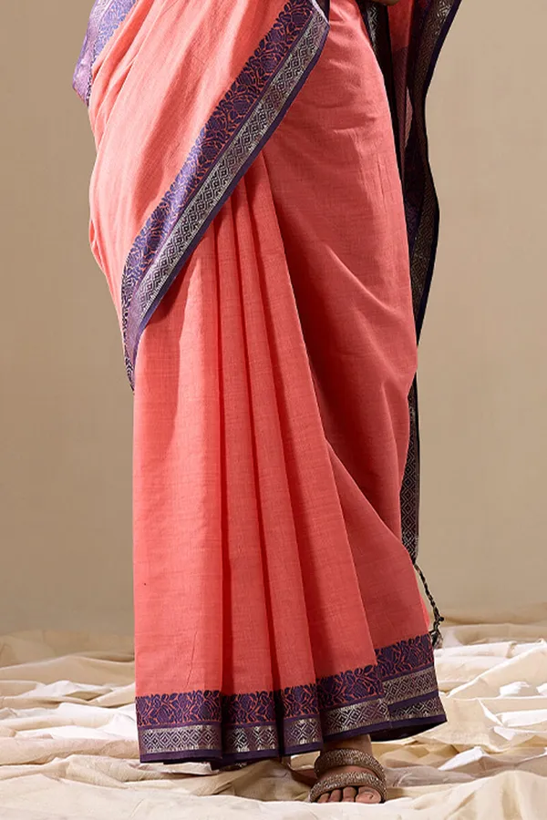 Dark_Orange_Cotton_Saree_For_Women_&_Girls