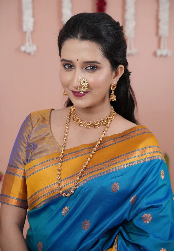 Rama_Gold_Soft_Silk_With_Floral_Motifs_Weaved_Saree_With_Blouse_Piece_For_Women_&_Girl