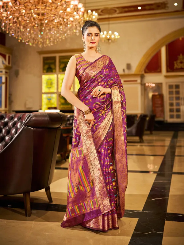 Purple_Organza_Saree_For_Women_&_Girls