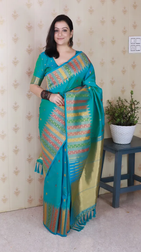 Sky_Soft_Silk_With_Floral_Meenakari_Motifs_Saree_With_Blouse_Piece_For_Women_&_Girl