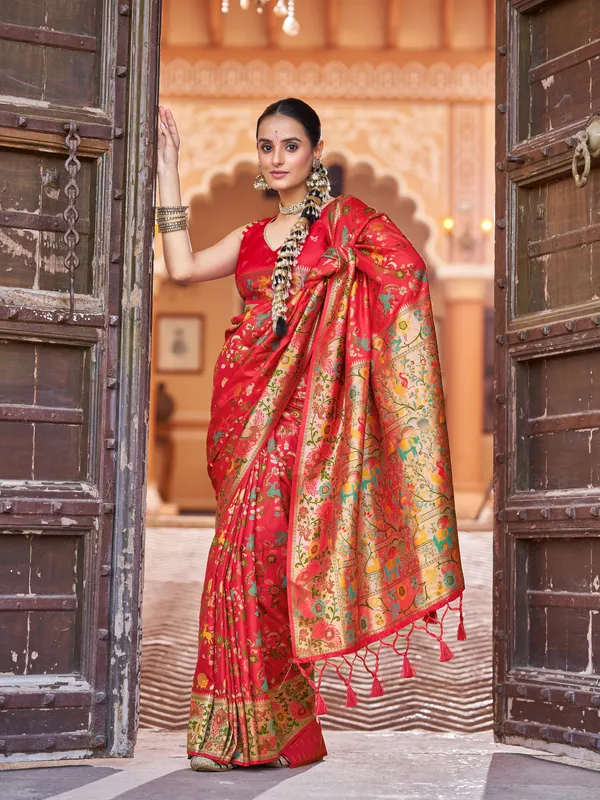 Red_Soft_Silk_For_Women_&_Girls