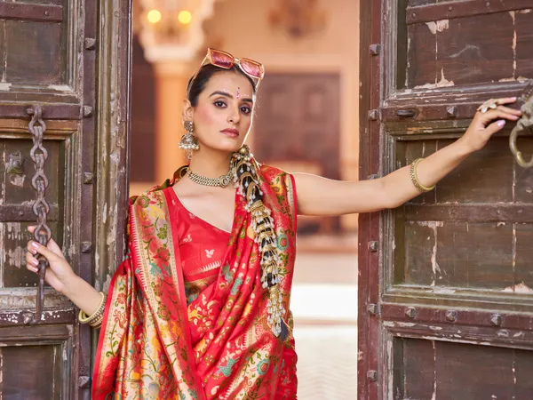 Red_Soft_Silk_For_Women_&_Girls