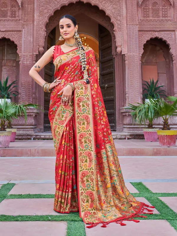 Red_Soft_Silk_For_Women_&_Girls