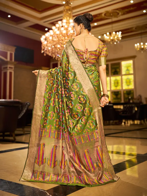 Mehandi_Green_Organza_Saree_For_Women_&_Girls