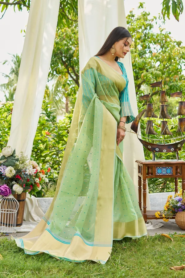 Firozi_Shimmer_Silk_For_Women_&_Girls