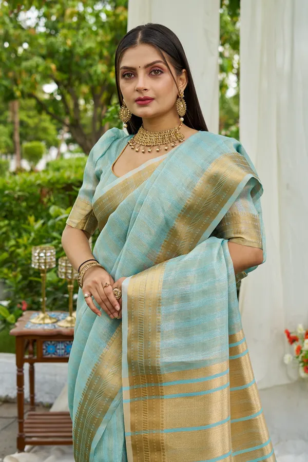 Sky_Blue_Mosques_Saree_For_Women_&_Girls