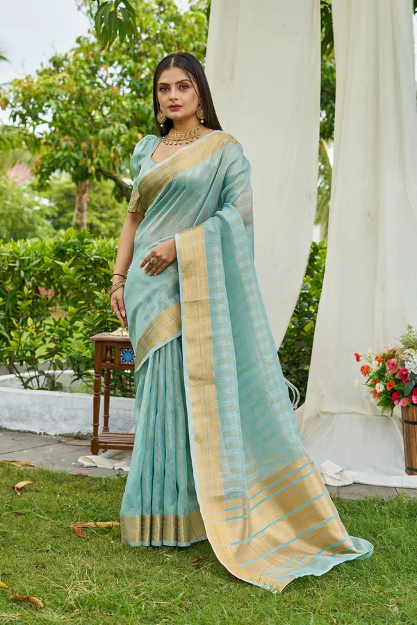 Sky_Blue_Mosques_Saree_For_Women_&_Girls