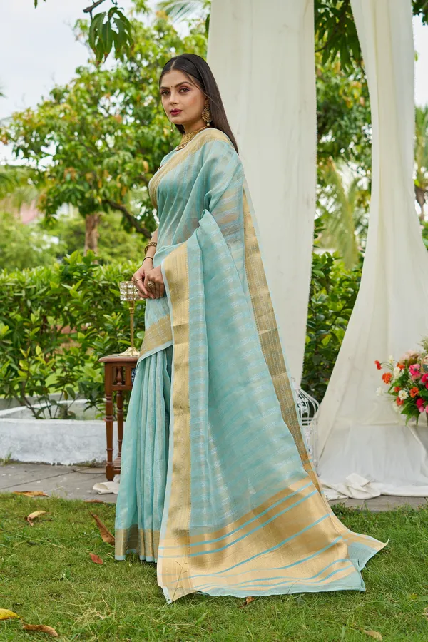 Sky_Blue_Mosques_Saree_For_Women_&_Girls