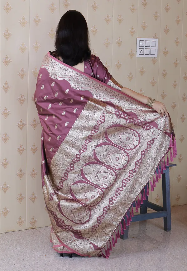 Purple_Premium_Banarasi_Soft_Silk_With_Silver_Zari_Jaal_Weaved_Saree_With_Blouse_Piece_For_Women_&_Girl