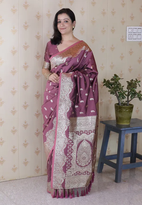 Purple_Premium_Banarasi_Soft_Silk_With_Silver_Zari_Jaal_Weaved_Saree_With_Blouse_Piece_For_Women_&_Girl