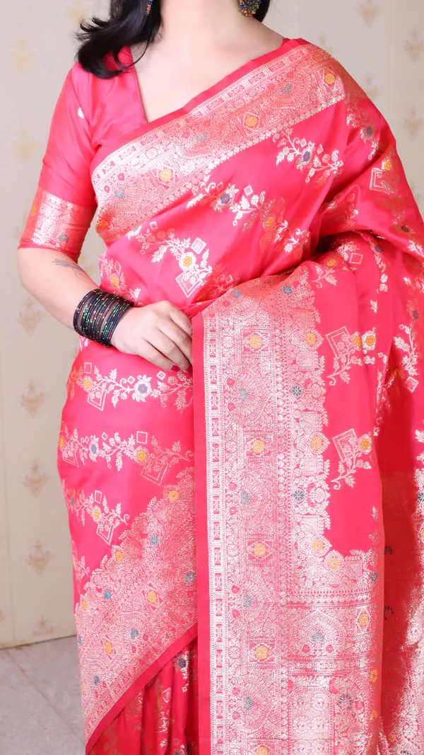 Pink_Premium_Banarasi_Soft_Silk_With_Silver_Zari_Meenakari_Jaal_Weaved_Saree_With_Blouse_Piece_For_Women_&_Girl