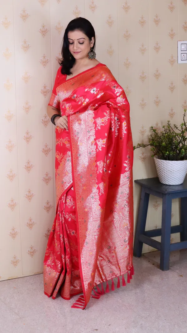 Pink_Premium_Banarasi_Soft_Silk_With_Silver_Zari_Meenakari_Jaal_Weaved_Saree_With_Blouse_Piece_For_Women_&_Girl