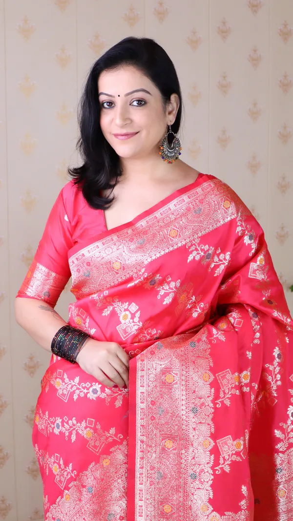 Pink_Premium_Banarasi_Soft_Silk_With_Silver_Zari_Meenakari_Jaal_Weaved_Saree_With_Blouse_Piece_For_Women_&_Girl