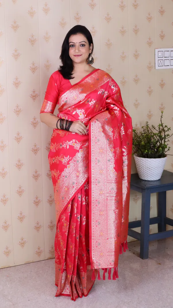 Pink_Premium_Banarasi_Soft_Silk_With_Silver_Zari_Meenakari_Jaal_Weaved_Saree_With_Blouse_Piece_For_Women_&_Girl