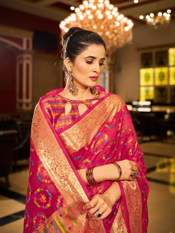 Pink_Organza_Saree_For_Women_&_Girls