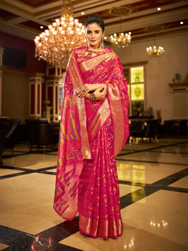 Pink_Organza_Saree_For_Women_&_Girls