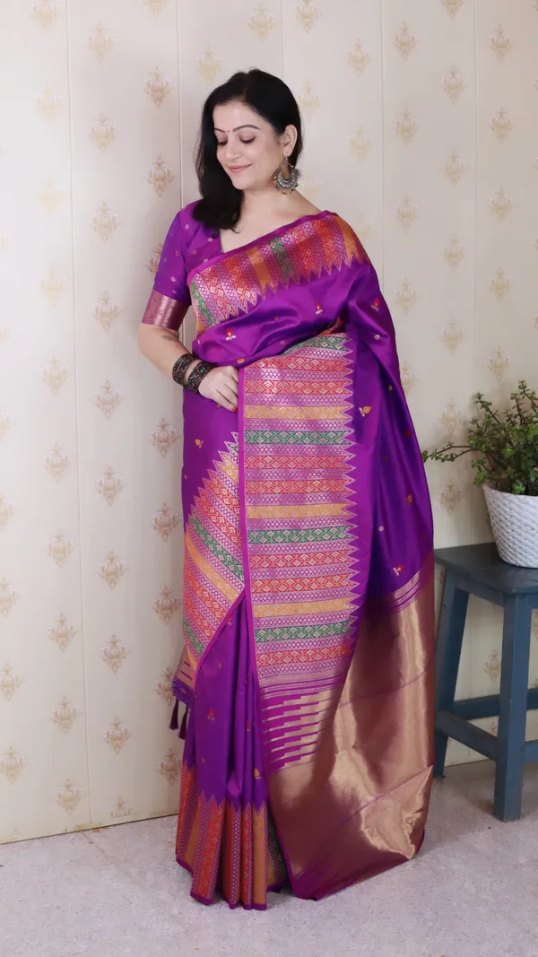 Purple_Soft_Silk_With_Floral_Meenakari_Motifs_Saree_With_Blouse_Piece_For_Women_&_Girl