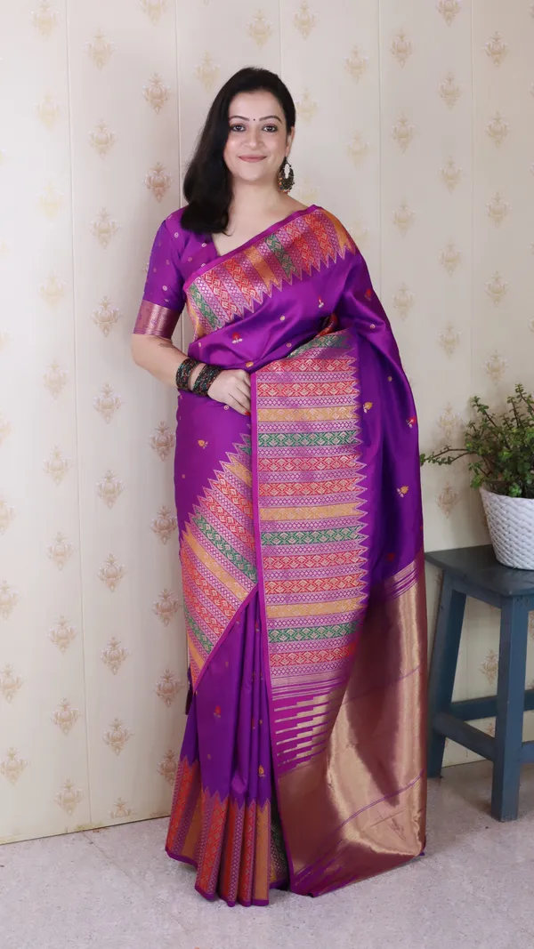 Purple_Soft_Silk_With_Floral_Meenakari_Motifs_Saree_With_Blouse_Piece_For_Women_&_Girl