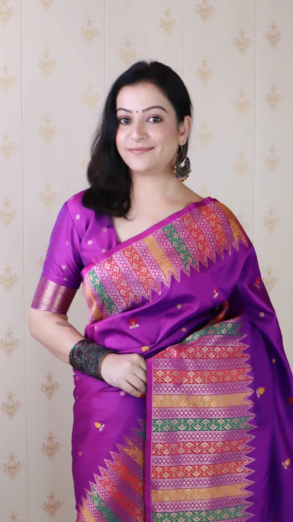 Purple_Soft_Silk_With_Floral_Meenakari_Motifs_Saree_With_Blouse_Piece_For_Women_&_Girl