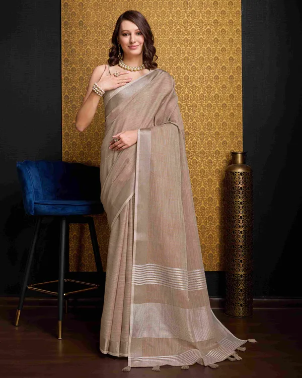Chiku_Linen_Saree_For_Women_&_Girls