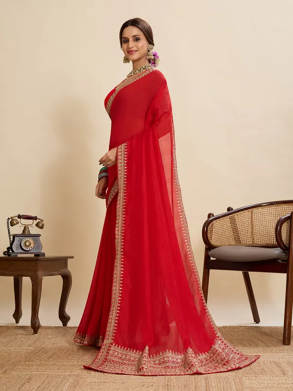 Red_Vichitra_Soft_Silk_With_Saree_With_Blouse_Piece_For_Women_&_Girl